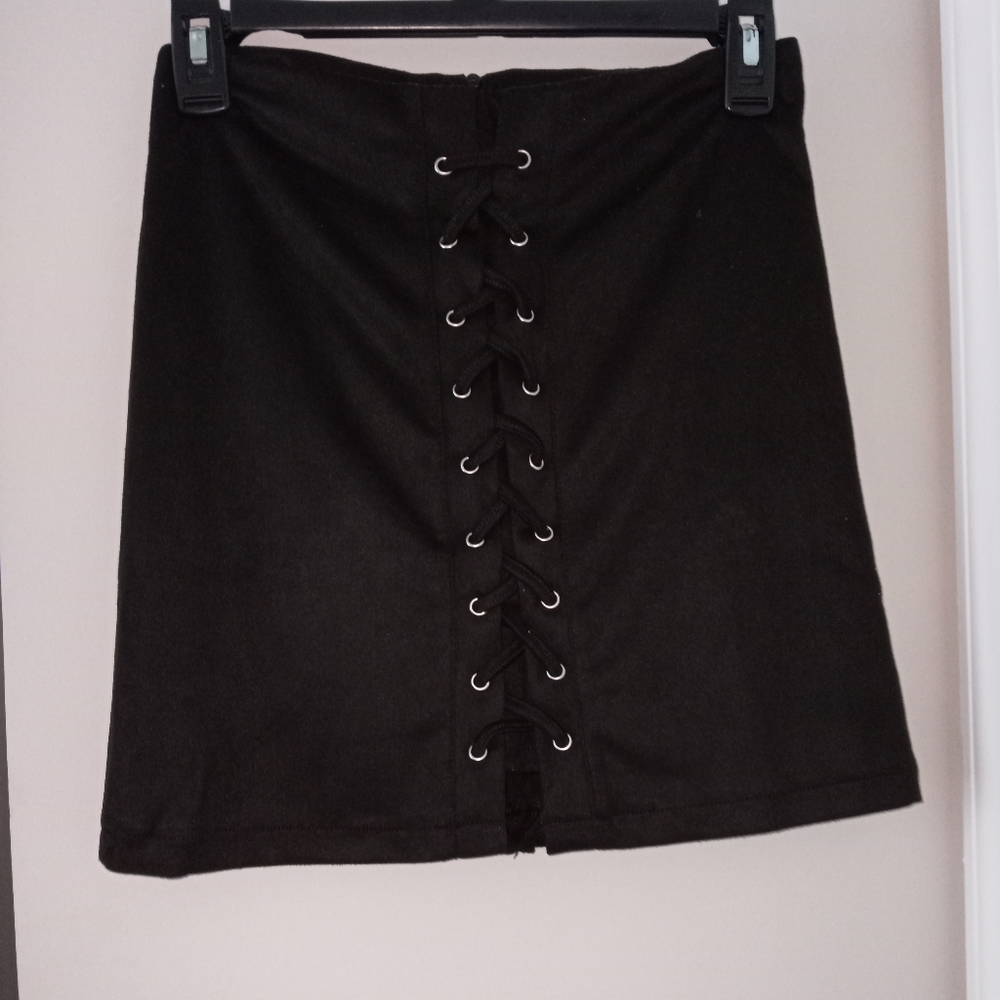 New Gothic vegan suede lace up mini skirt size small